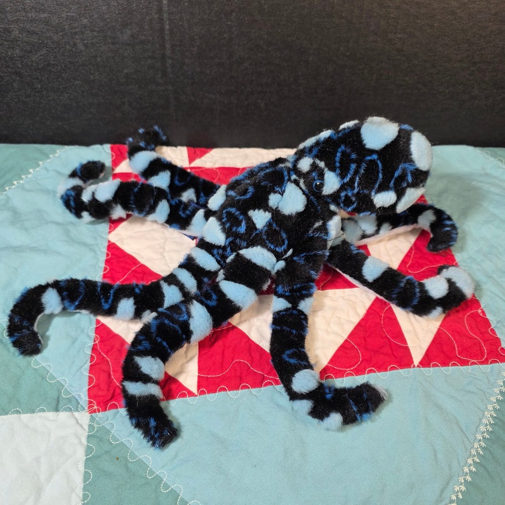 Vintage The Petting Zoo Octopus Plush Kids Small Black Blue Spotted Sea Toy 1994